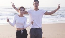 Tiêu Châu Như Quỳnh gợi cảm, dạo biển cùng hot boy